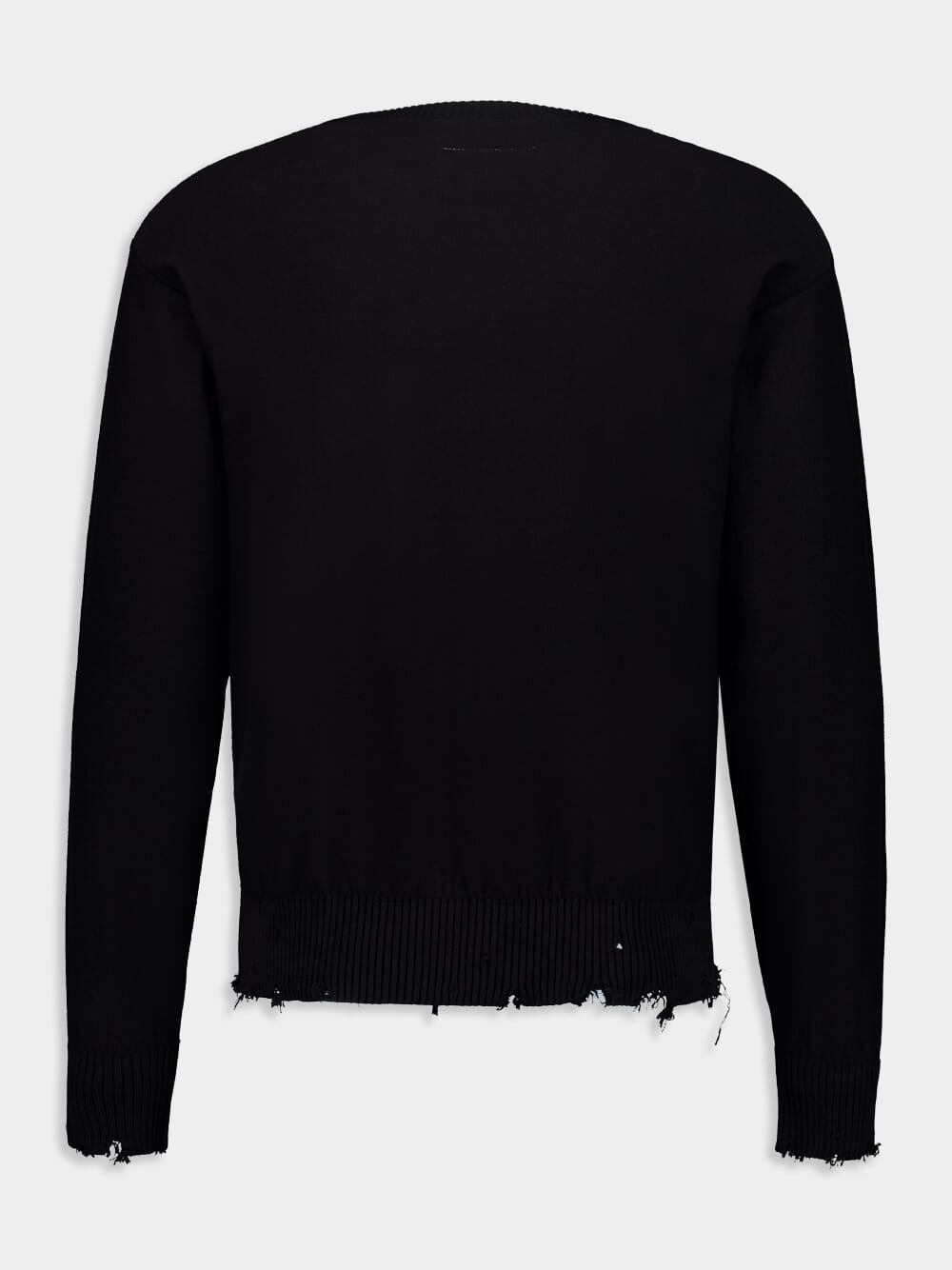 Black Distressed Numbers Crewneck Jumper