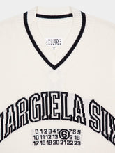 MM6 Maison Margiela Off-White V-Neck Numbers Motif Jumper