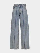 MM6 Maison Margiela Light Blue Pleated Wide Leg 5-Pocket Jeans