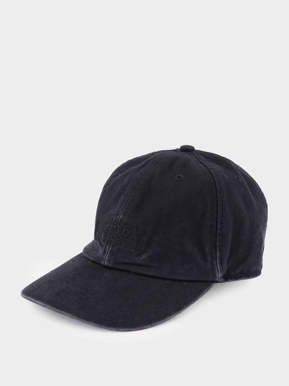 Black Cotton Cap with Numbers Embroidery