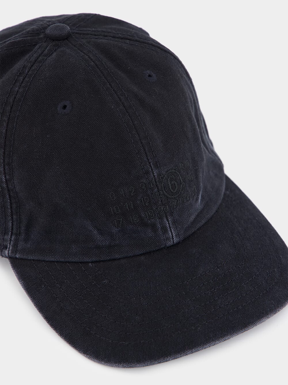 Black Cotton Cap with Numbers Embroidery