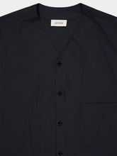 Lemaire Jet Black V-Neck Cotton Poplin Shirt