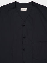 Lemaire Jet Black V-Neck Cotton Poplin Shirt