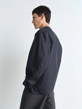Lemaire Jet Black V-Neck Cotton Poplin Shirt