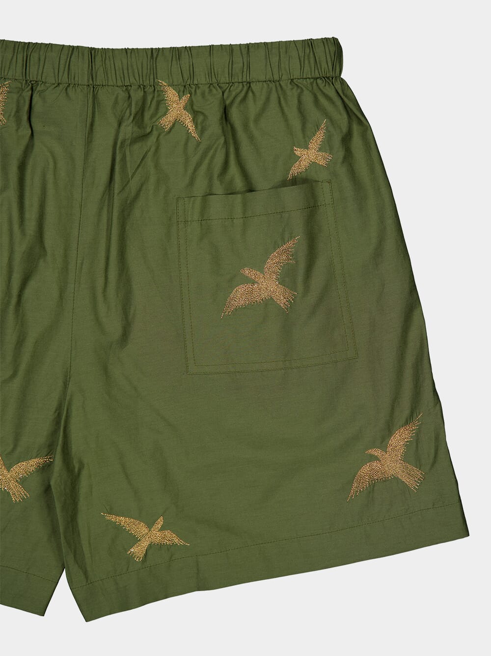 Embroidered Birds Columbus Shorts