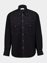 Lemaire Black Crepe Cotton Studded Shirt