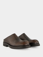 MM6 Maison Margiela Cappuccino Brown Brushed Leather Biker Mules