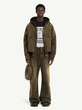 MM6 Maison Margiela Brown Hooded Denim Jacket