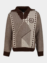MM6 Maison Margiela Brown and Off-White Reversible Half-Zip Jumper