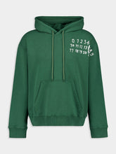 MM6 Maison Margiela Green Cotton Numbers-Motif Drawstring Hoodie