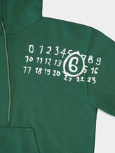 MM6 Maison Margiela Green Cotton Numbers-Motif Drawstring Hoodie