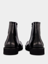 MM6 Maison Margiela Black Leather Ankle Boots with Sculpted Toe