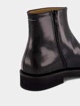 MM6 Maison Margiela Black Leather Ankle Boots with Sculpted Toe