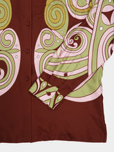La DoubleJ Burgundy Kells Swirl Print Silk Shirt