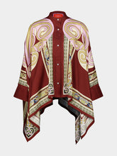 La DoubleJ Kells Swirl Burgundy Silk Foulard Shirt