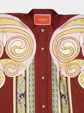 La DoubleJ Kells Swirl Burgundy Silk Foulard Shirt
