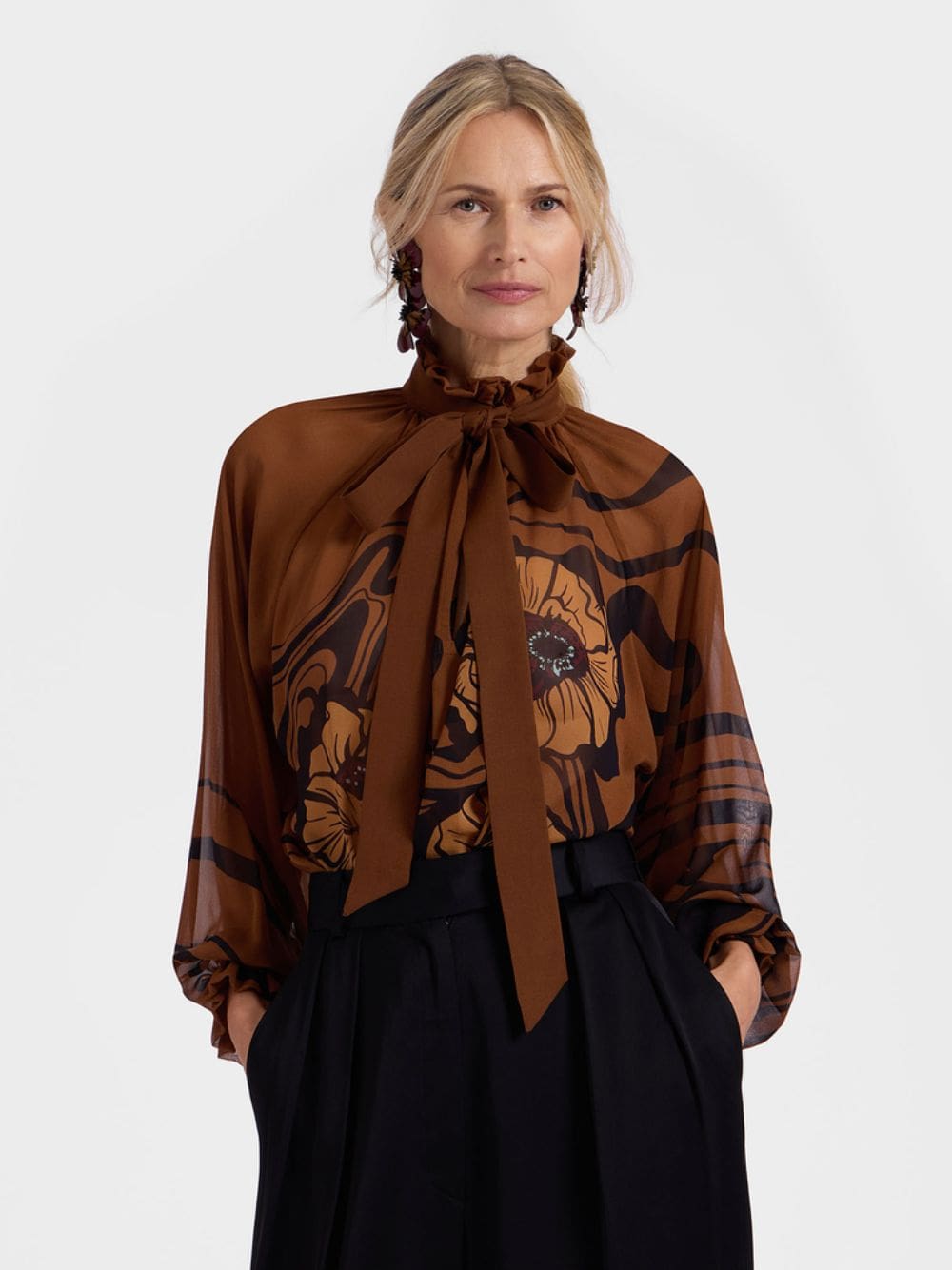 Brown Cerere Blouse Big Blooms