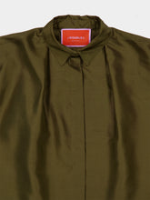 La DoubleJ Moss Green La Scala Silk Feather-Trim Shirt