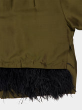 La DoubleJ Moss Green La Scala Silk Feather-Trim Shirt