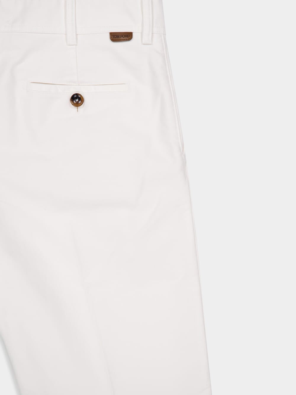 White Cotton Satin Chino Trousers