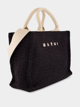Marni Black Raffia-Effect Small Tote