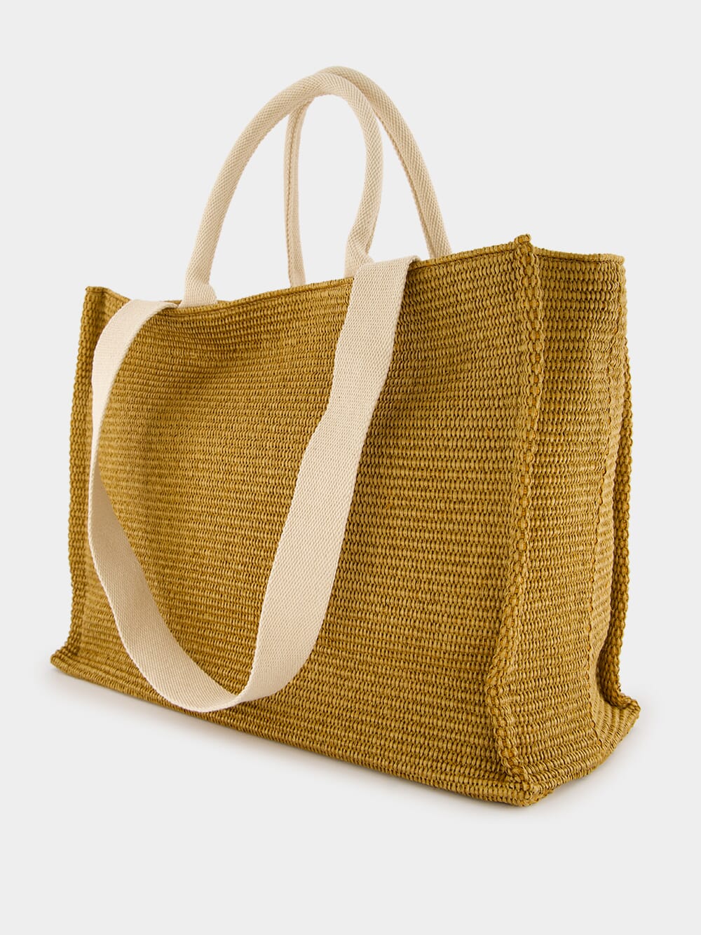 Raffia-Effect Fabric Tote