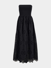 Matteau Black Strapless Knit and Broderie Dress