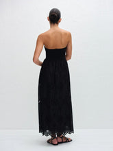 Matteau Black Strapless Knit and Broderie Dress