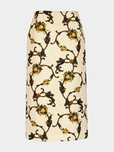 La DoubleJ White Buttercup Print Wool Pencil Skirt