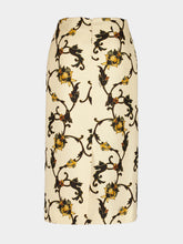 La DoubleJ White Buttercup Print Wool Pencil Skirt