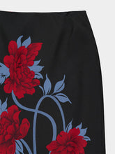 La DoubleJ Peonies Blue Jacquard Pencil Skirt