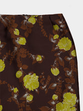 La DoubleJ Devon Brown Floral Silk Jacquard Pencil Skirt