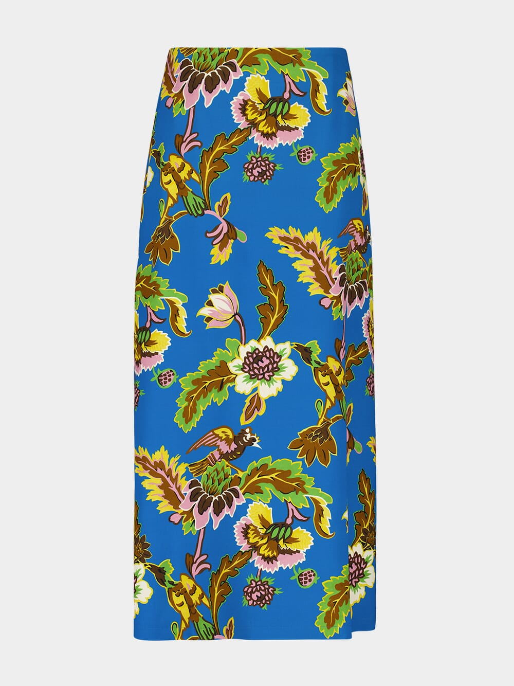 Blue Floral Midi Skirt