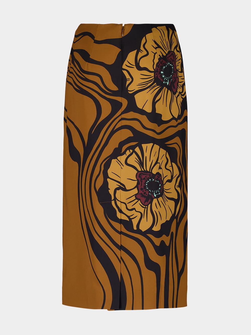 Brown Floral Pencil Skirt Placée