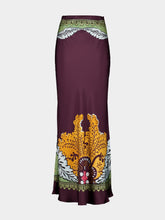 La DoubleJ Bounty Placée Maxi Skirt in Sleek Silk with Placée Print