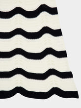 La DoubleJ Black and Ecru Chevron Cotton Midi Skirt