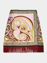 La DoubleJ Kells Placée Pink Silk Fringe Mini Skirt