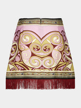 La DoubleJ Kells Placée Pink Silk Fringe Mini Skirt