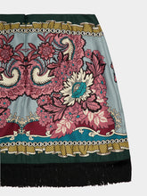 La DoubleJ Blue Symposium Silk Mini Skirt With Fringed Foulard