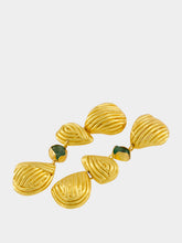 FENOMENA Gold Long Emerald Shell Drop Earrings