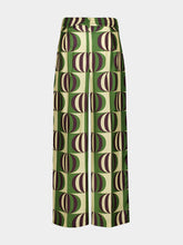 Paula Sonia Modernchess Printed Silk Twill Pants