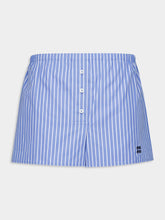 Miu Miu Sapphire Blue Striped Cotton Boxer Shorts