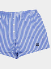 Miu Miu Sapphire Blue Striped Cotton Boxer Shorts