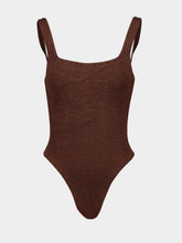 Hunza G Metallic Cocoa Square Neck One-Piece Swimsuit