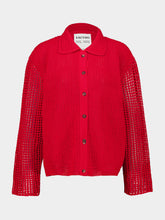 ESCVDO Red Solar Hand-Knitted Cotton Cardigan