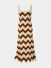 ESCVDO Ivory and Tobacco Marea Crochet Maxi Dress