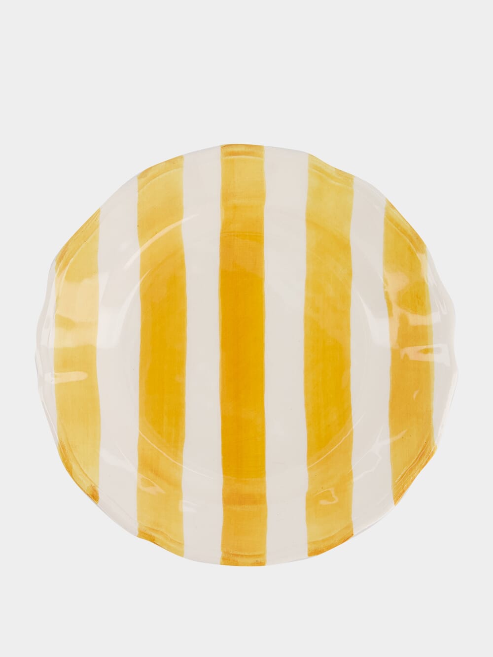 Yellow Striped Ceramic Dessert Plate