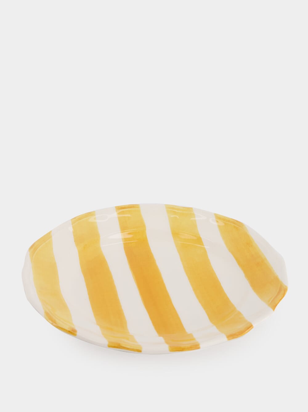 Yellow Striped Ceramic Dessert Plate