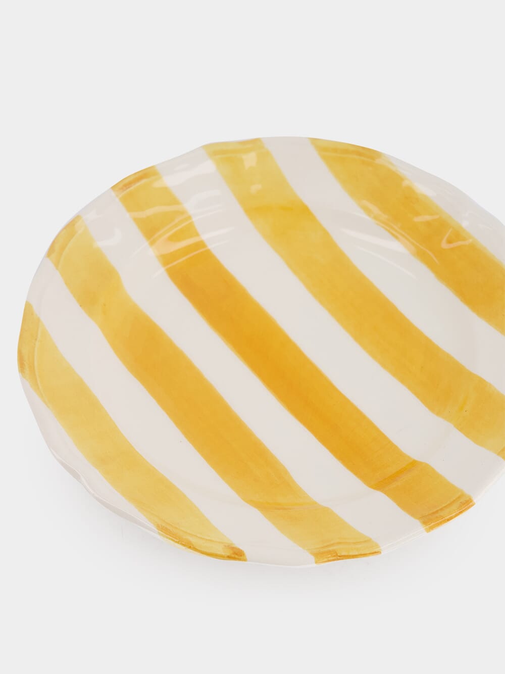 Yellow Striped Ceramic Dessert Plate