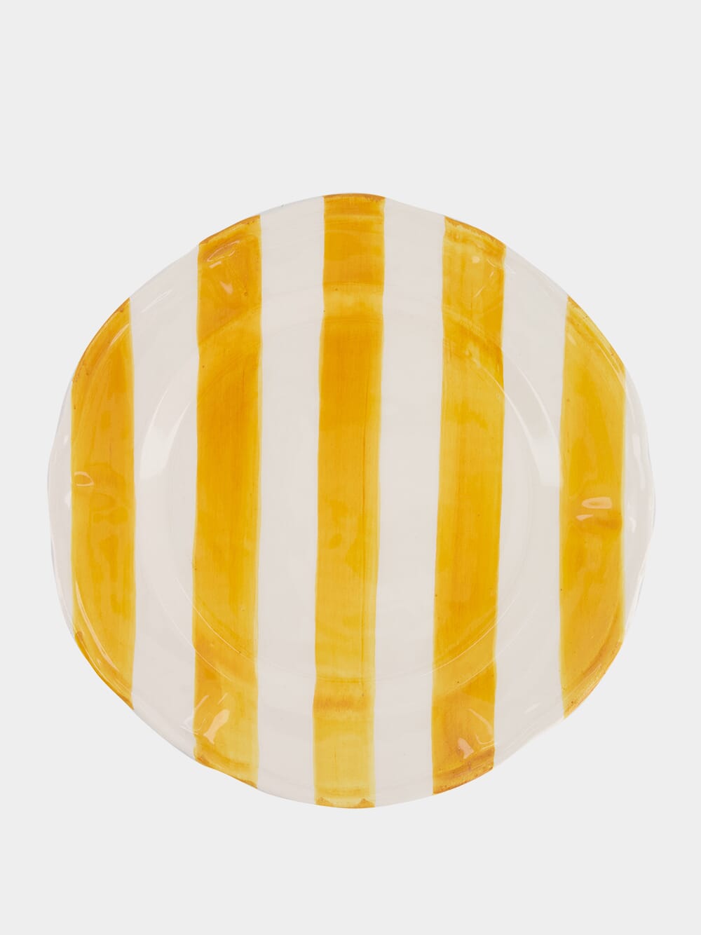 Yellow Striped Ceramic Dinner Plate